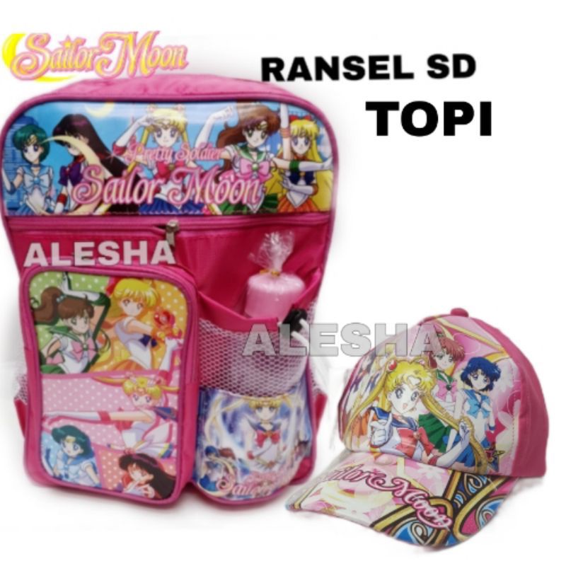 TAS RANSEL ANAK LAKI LAKI DAN PEREMPUAN KARAKTER DORAEMON /SAYLORMOON/ GRATIS BOTOL