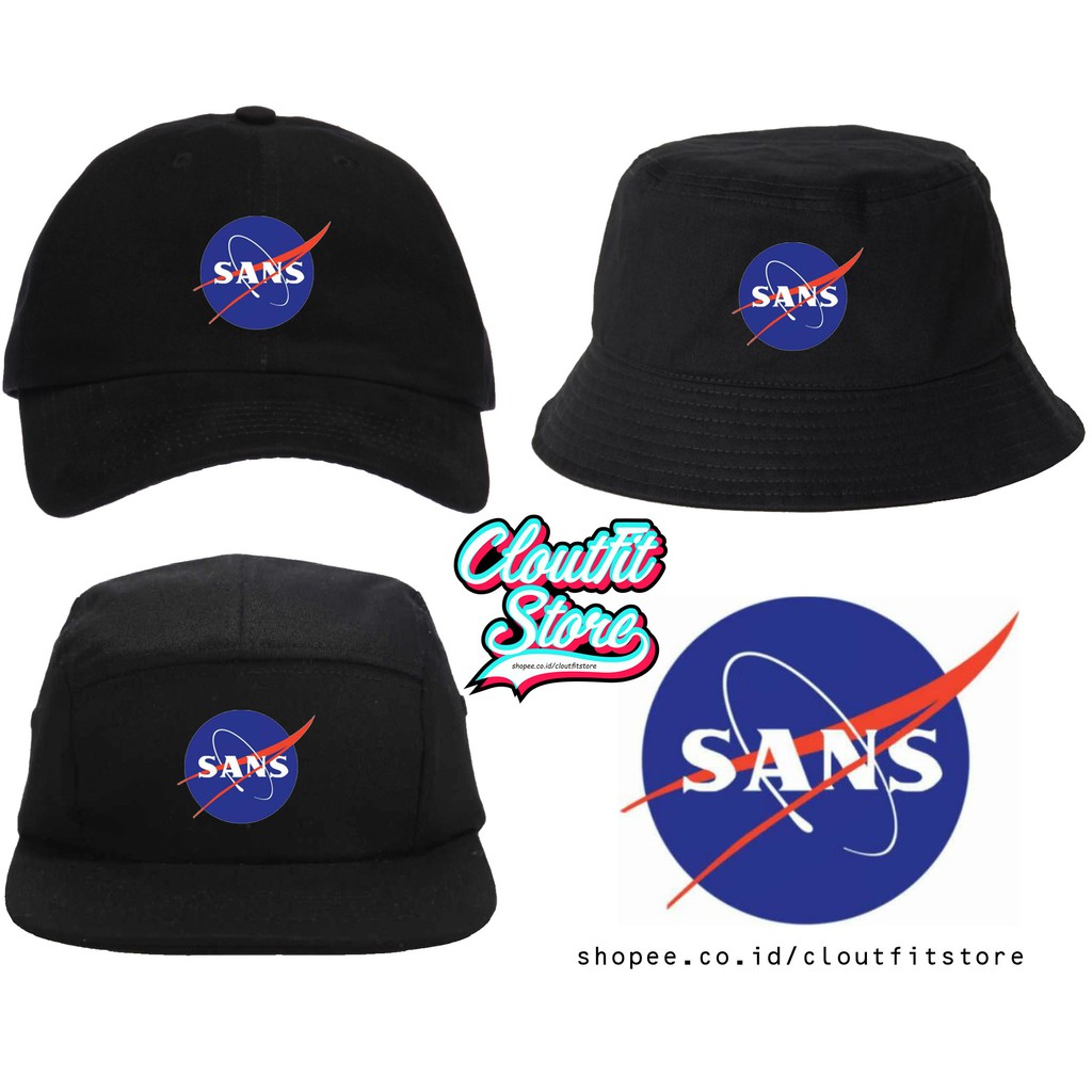 Topi Bordir Sans Santai Santuy Nasa Parodi Parody Snapback 5 Panel Baseball Cap Bucket Hat Five