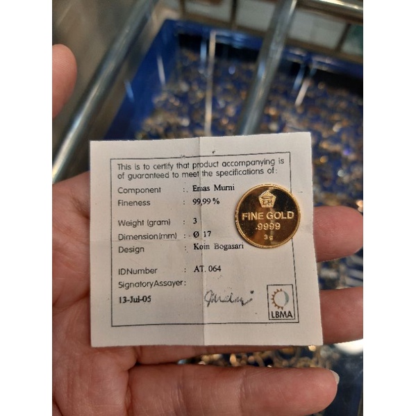 Logam mulia emas antam koin coin bogasari bulat 3gr 3 gram