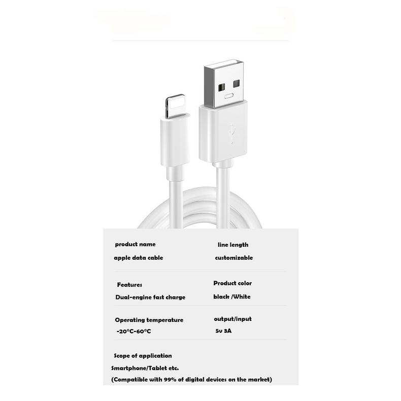 Kabel data Charger Panjang 1m Untuk Iphone 14 13 12 pro MAX 6 7 8 Plus X Xs MAX XR