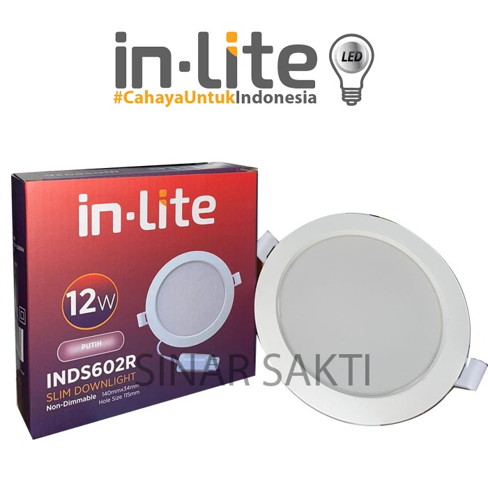 INLITE Lampu Downlight LED 12w 12 Watt Slim Downlight Inlite INDS602R