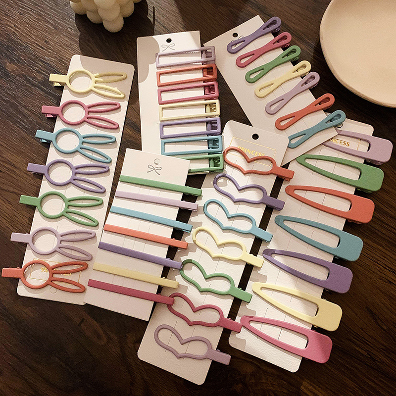 7Pcs/Set Candy Color Hairpins Women Girls Colorful Square Heart Hair Clip Barrettes Childs Hair Accessories