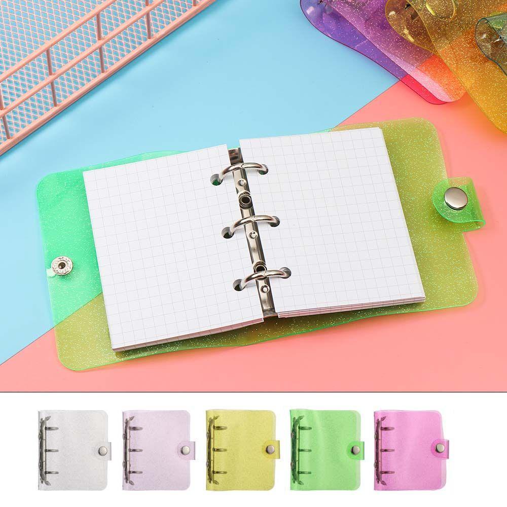 Lanfy Cover Notebook Mini Pink PVC Binder Klip File Folder 3lubang Alat Tulis Notepad Planner Clip Notebook Inner Page Diary Penutup Buku