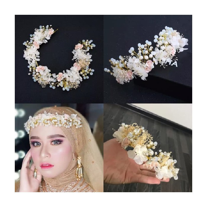 crown Jual hijab flower crown headpiece bunga hijab 08  Limited wedding non