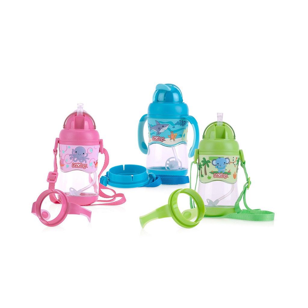 Nuby 1pk Tritan Flip It Weighted Straw 400ML - Botol Minum Anak