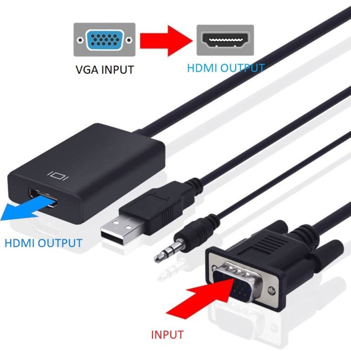 VGA TO HDMI CONVERTER VGA AUDIO INPUT TO HDMI OUTPUT 1080P CABLE H013