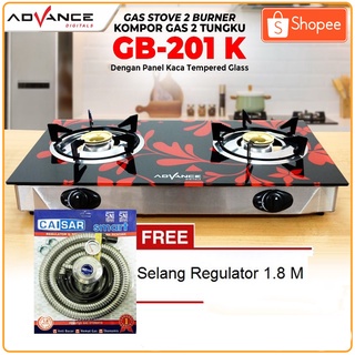 terbaru ADVANCE GB-201 KOMPOR GAS KACA 2 TUNGKU New Produk promo free selang r