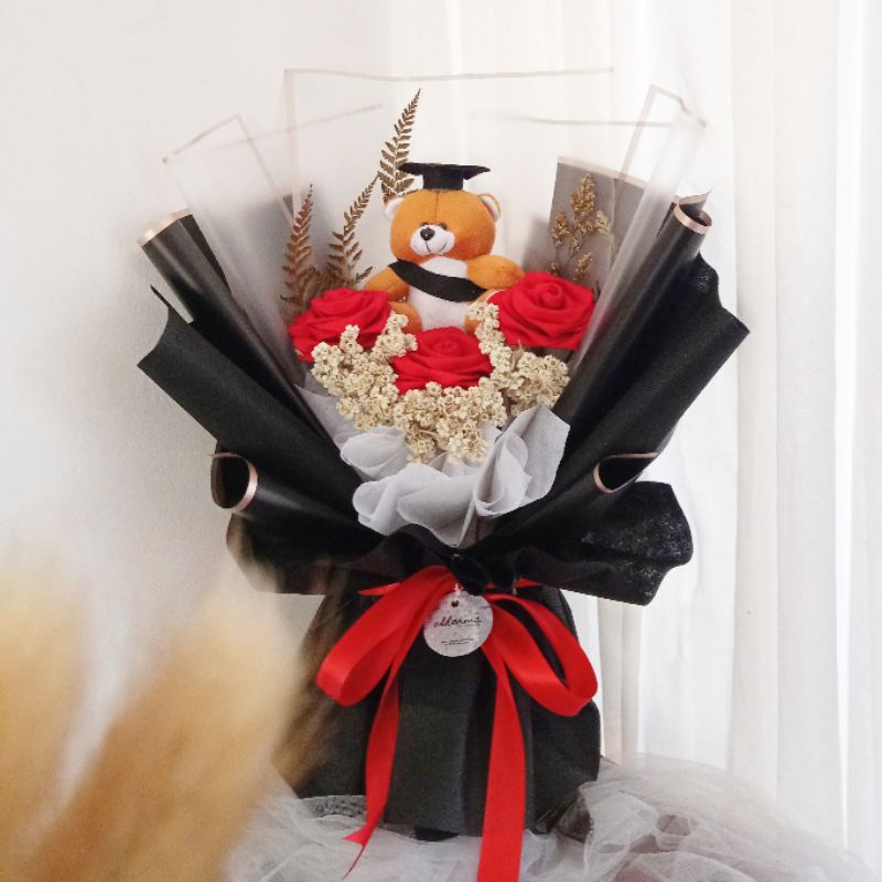 [COD ] ELHERMA Buket wisuda /buket boneka/bunga kering/edelweis