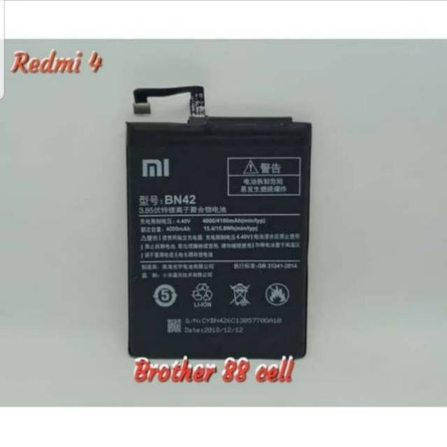 BATERAI BATTERY BATRE ORIGINAL 100% XIAOMI REDMI 4/4PRO (BN42)