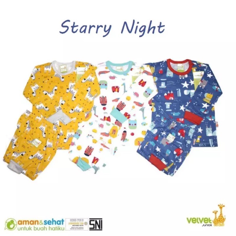 (ECER) Velvet 2y 3y 4y 5y 6y 7y 8y 9y 10y Setelan Baju Tidur Panjang Piama / Piyama Anak