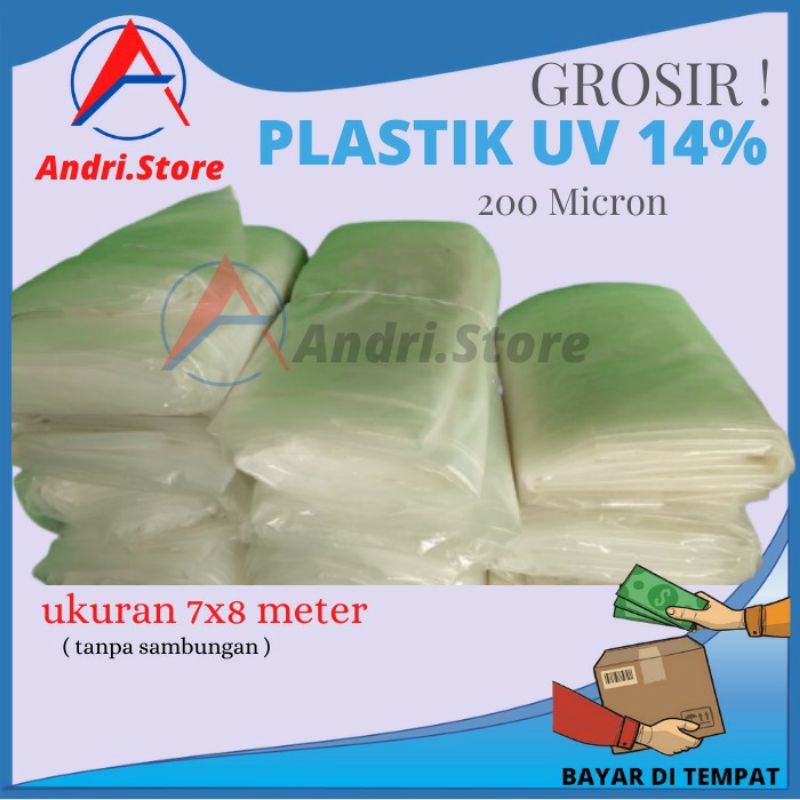 plastik pelastik uv green house ukuran 8x7 meter ketebalan 200 micron tanpa sambungan