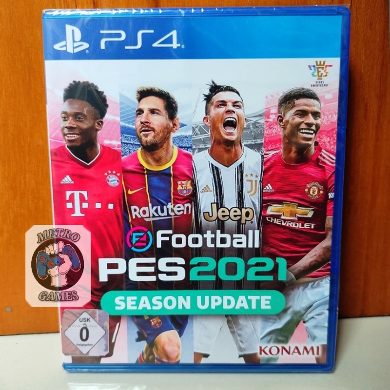 Pes 2021 PS4 Kaset Pro Evolution Soccer Efootball 2021 Bisa Update Terbaru Playstation PS 4 5 CD BD Game Games Pes2021 season update e football 2022 2023 ronaldo Mu messi psg haaland city haland mane nunez patch ori asli original manchester united apdet