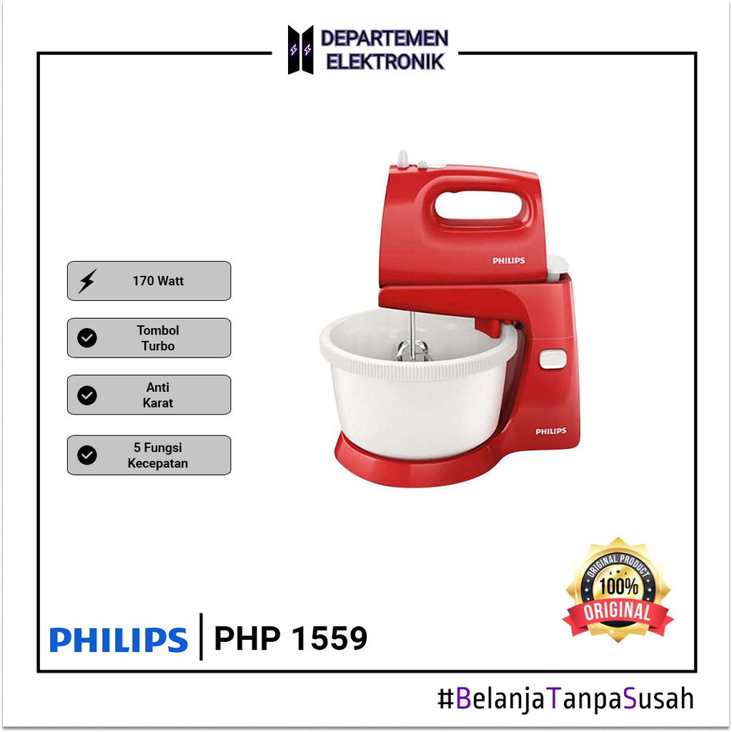 Philips HR 1559 Stand Mixer 170 Watt 5 Speed MURAH BANGET / GARANSI RESMI