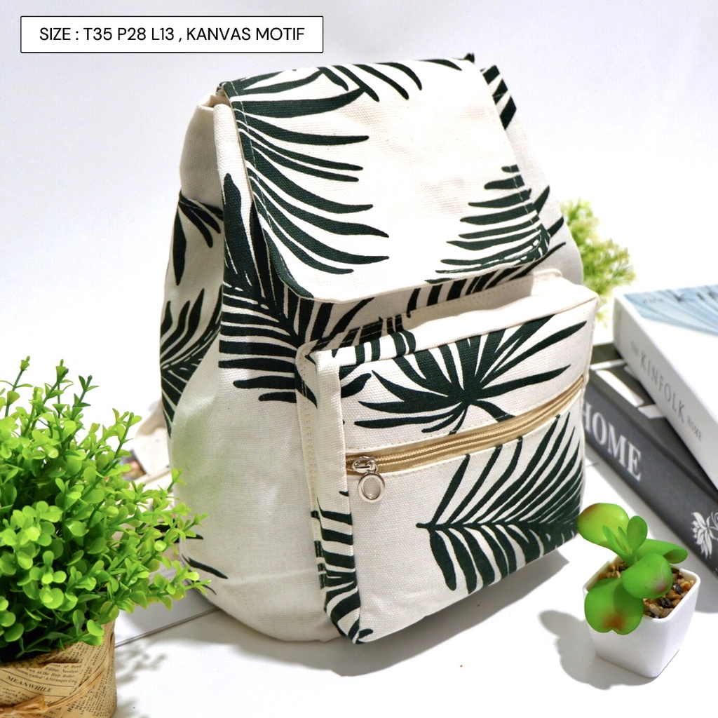 Ransel Kanvas Wanita Travel Multi-fungsional Tali Serut Ransel Siswa Campus Style banyak motif Warna-Motif 106