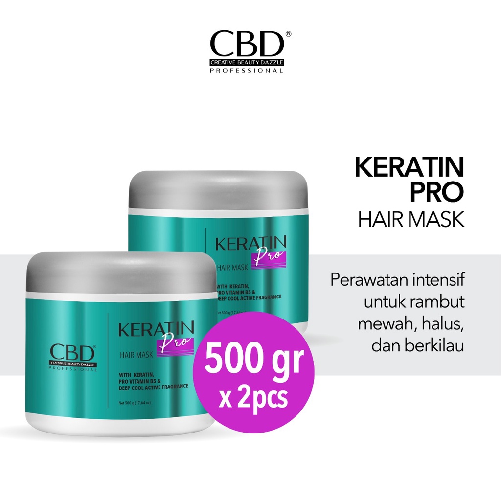 CBD Professional Keratin Pro Daily Use Hair Mask (Masker Rambut/Treatment) 500gr-2pcs