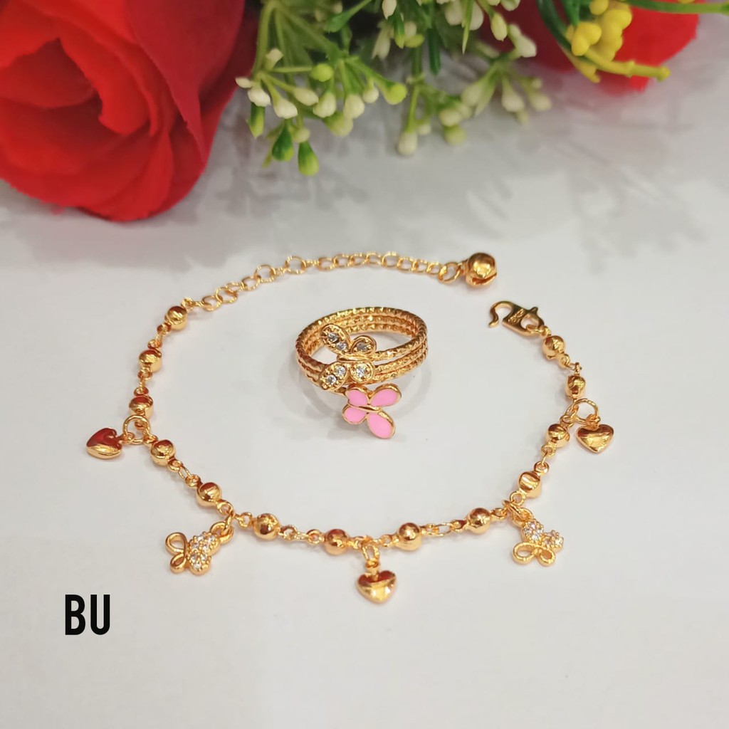 Gelang Tangan Biji Lada Jurai FREE CINCIN variasi motif perhiasan wanita Gold dan Silver limited edi