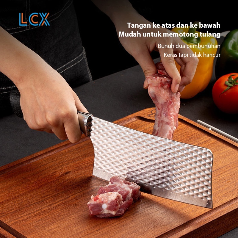 LCX 6 in 1 Set Pisau Daging Persegi Stainless Steel Anti Karat Serbaguna Diamond Pisau