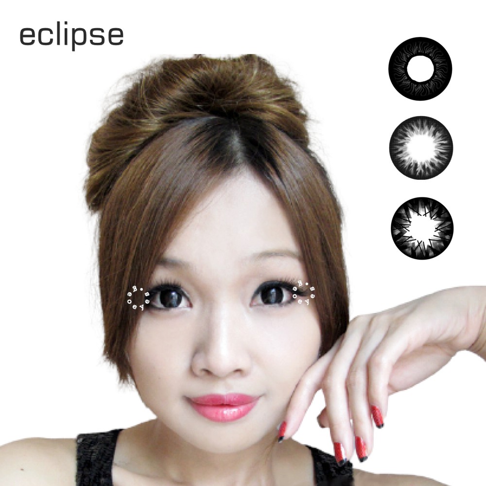 Softlens Eclipse Black IC01-15-BK IC01-14-BK IC01-05-BK (Soflens Hitam Pekat Big Eye Size)