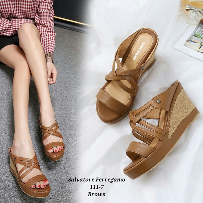  SEPATU  WEDGES WANITA  MODEL  STELLA MC CARTNEY KILAT KILAP 