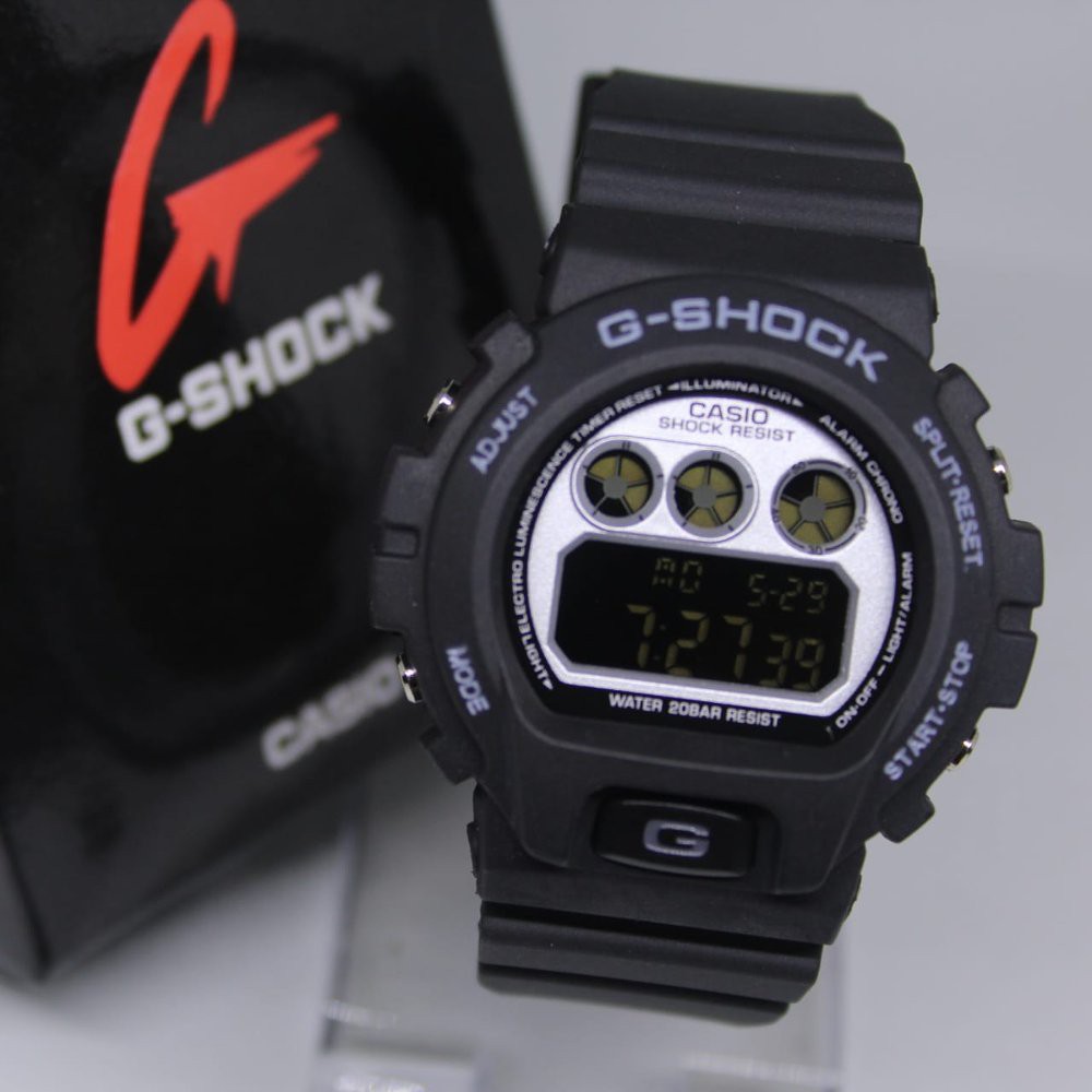 JAM TANGAN PRIA G-SHOCK DW 6900 DIGITAL BLACK COVER WHITE