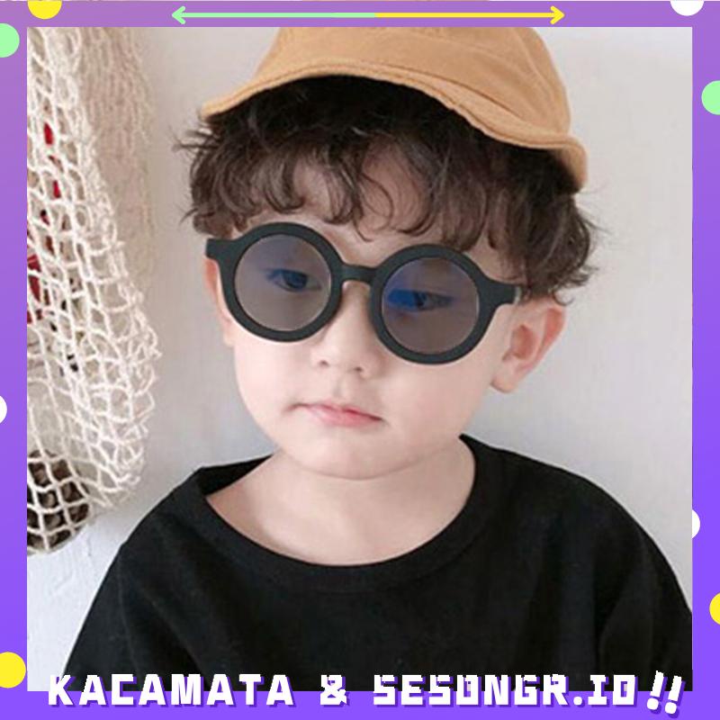 Baby Baby Sunglasses Bingkai Bulat Anak Retro UV400 Purple Anti -Garis - SG