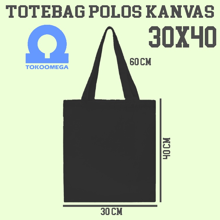 tokoomega Tote Bag Polos Kanvas Hitam Premium 30x40