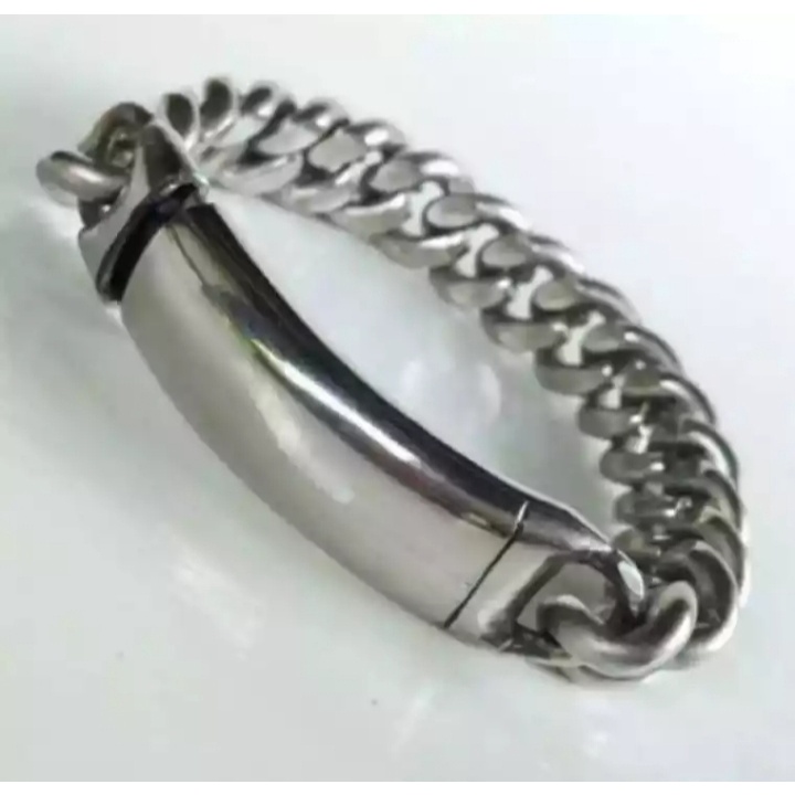 GELANG RANTAI BAJA PUTIH COWOK ANTI KARAT ANTI LUNTUR TERBARU