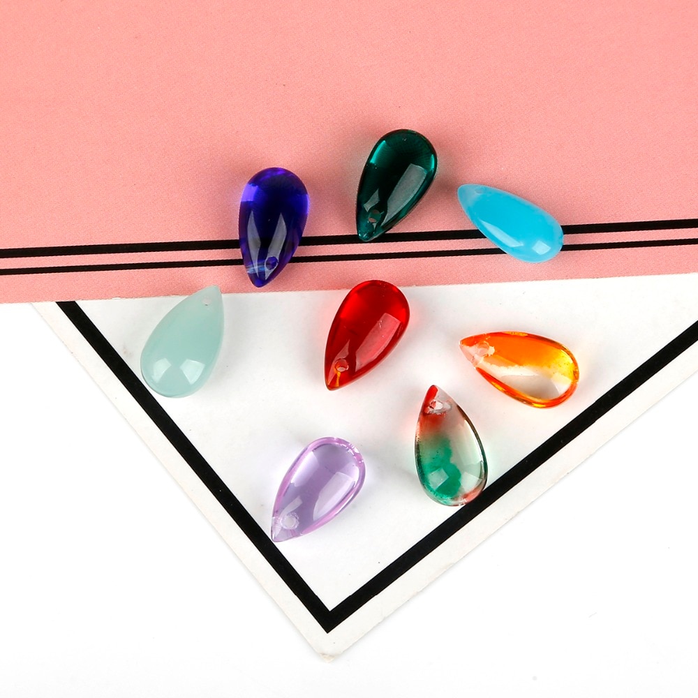 Mix 20Colors 14*8mm Glass Beads Czech Drop Water Pendant Shape Beads 5Pcs/lot Glass Loose Beads Jewelry Material diy Earrings