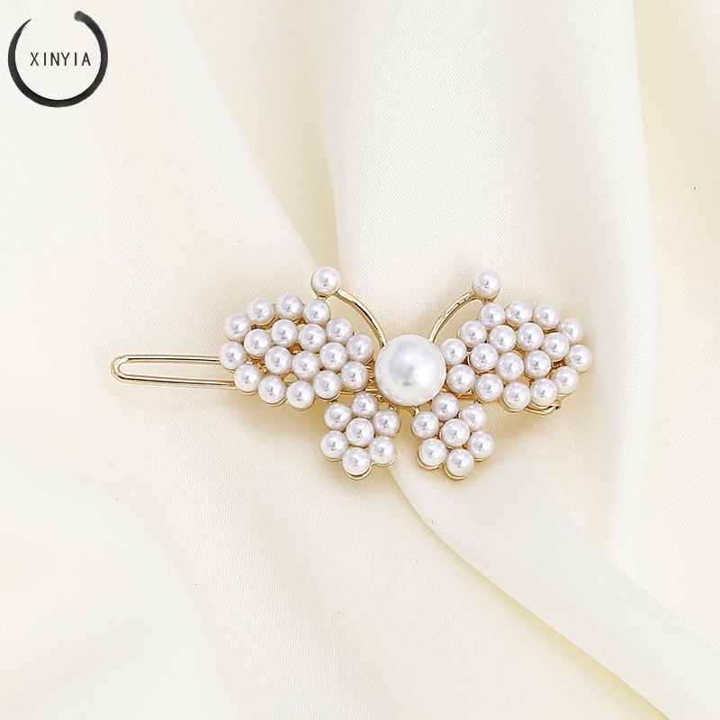 Jepit Rambut Elegan Aksen Mutiara Hairclip Hairpin Dengan