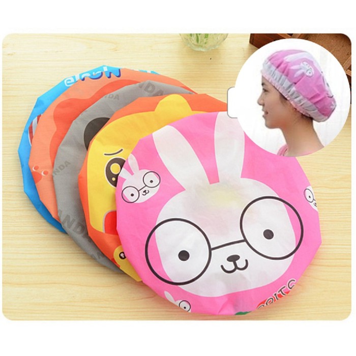 Topi Mandi Shower Cap Tutup Kepala Cap Karakter Lucu Topi Waterproof Topi Anti Air Topi Keramas