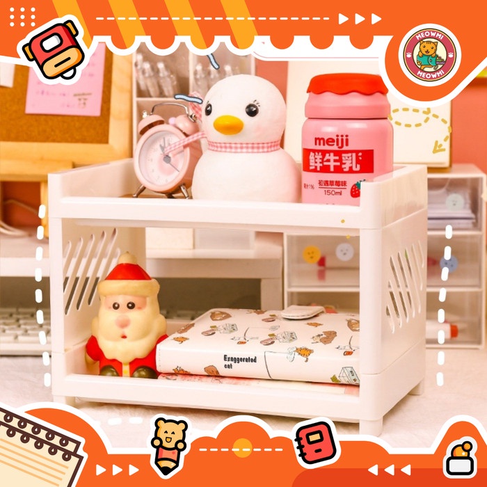 

READY Rak Mini Desktop Organizer 2 Tingkat Tempat Alat Tulis OB0020 - Putih TERLARIS
