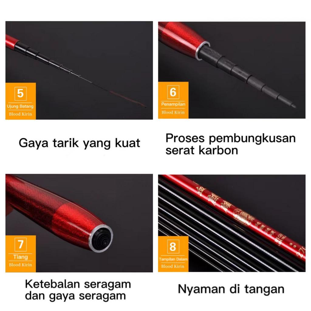 Blood Kirin Tangan Pancing Tegek Joran Kaku Ringan Joran Pancing Carbon Kualitas Serat Fluorocarbon Alat Pancing Murah