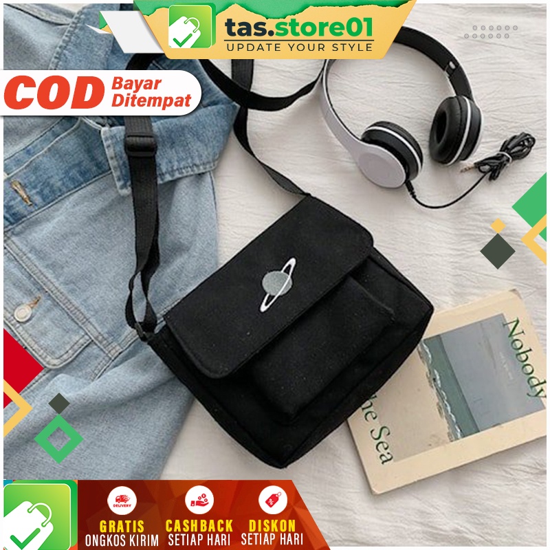 Tas Selempang Wanita Polos Slingbag Gambar Tas Slempang Bahu Panjang Hitam Putih Salempang Cowok Cew