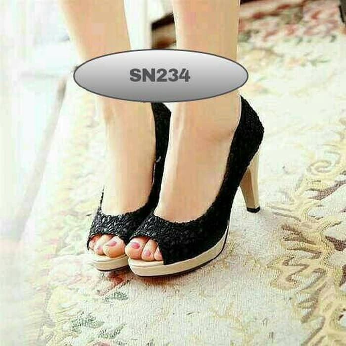 IV43 Clarisse Hak Tahu Wanita Betsy Realpict Salem Hitam Abu Best Seller Big Heels Pesta Tinggi 5Cm