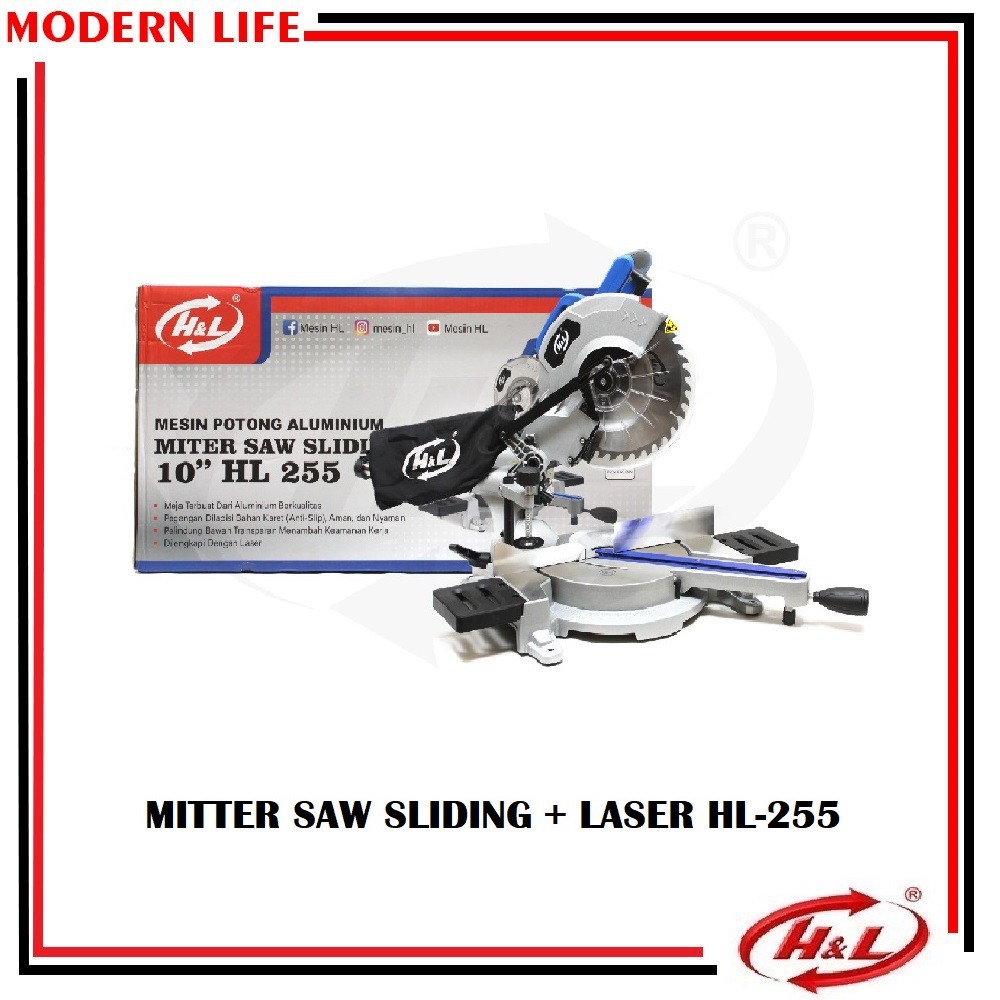 Mesin Potong Aluminium / Miter Saw Sliding + Laser 10inch HL-255