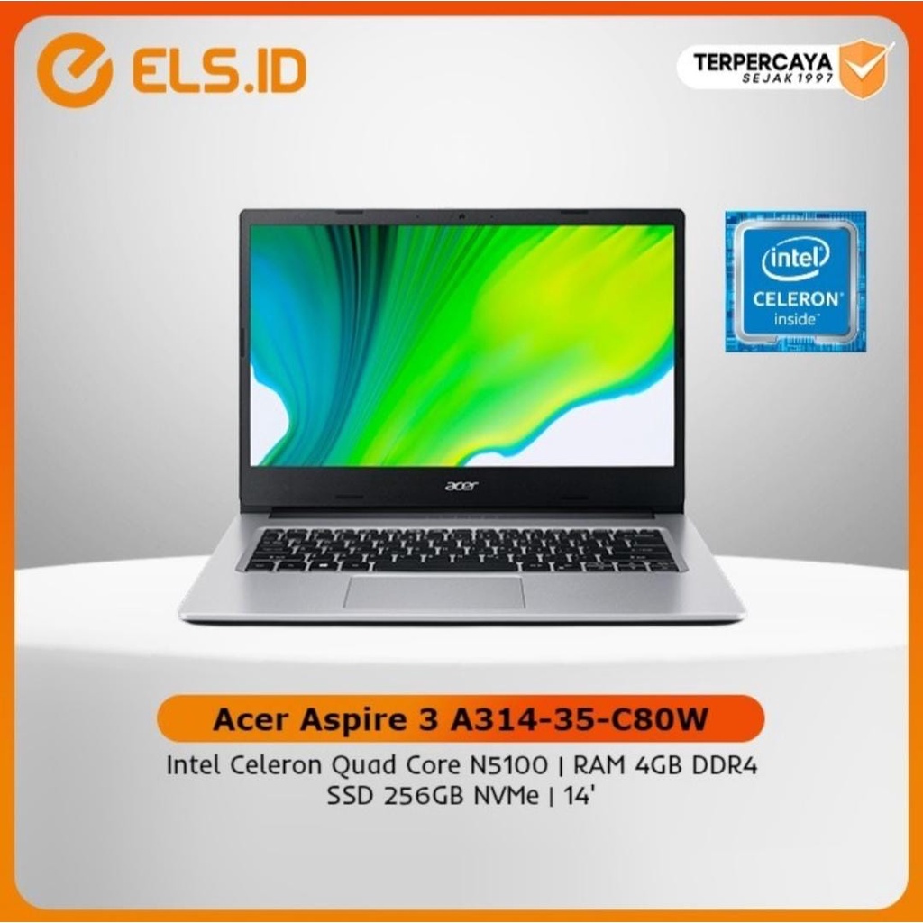 Acer Aspire 3 A314-35-C80W - Silver [Celeron N5100-4GB-SSD 256GB]