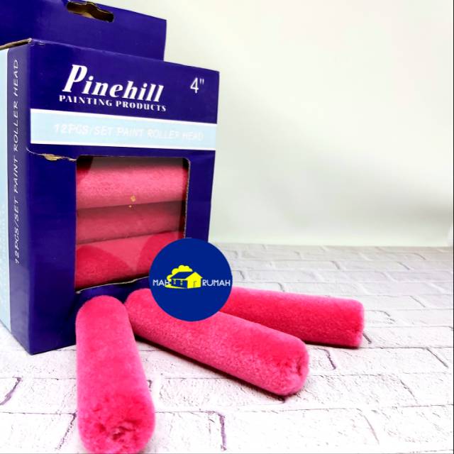 Bulu Refill Kuas Rol Roll Kapal Cat Minyak Pinehill - 4&quot; Pink Domba Merah