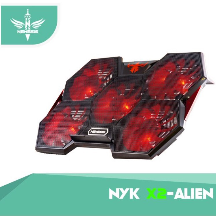 NYK Nemesis X-2 Alien Cooler Pad with 5 Super Fan - Cooling pad NYK X2 - Fan Cooler - kipas laptop