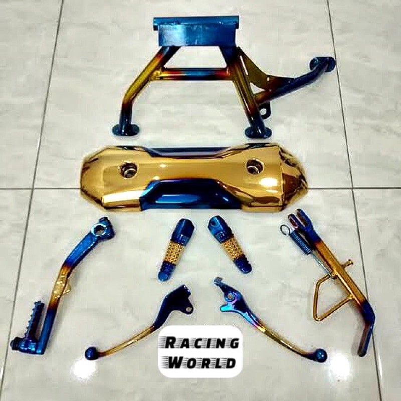 PAKET VARIASI TWOTONE LENGKAP 6 ITEM UNTUK MOTOR BEAT KARBU BEAT LAMA VARIO 110 SCOOPY STANDAR TENGAH COVER KNALPOT 2TONE FOOTSTEP JAGUNG FU HANDLE HANDEL SELAHAN KICK STATER STANDAR SAMPING RING 17