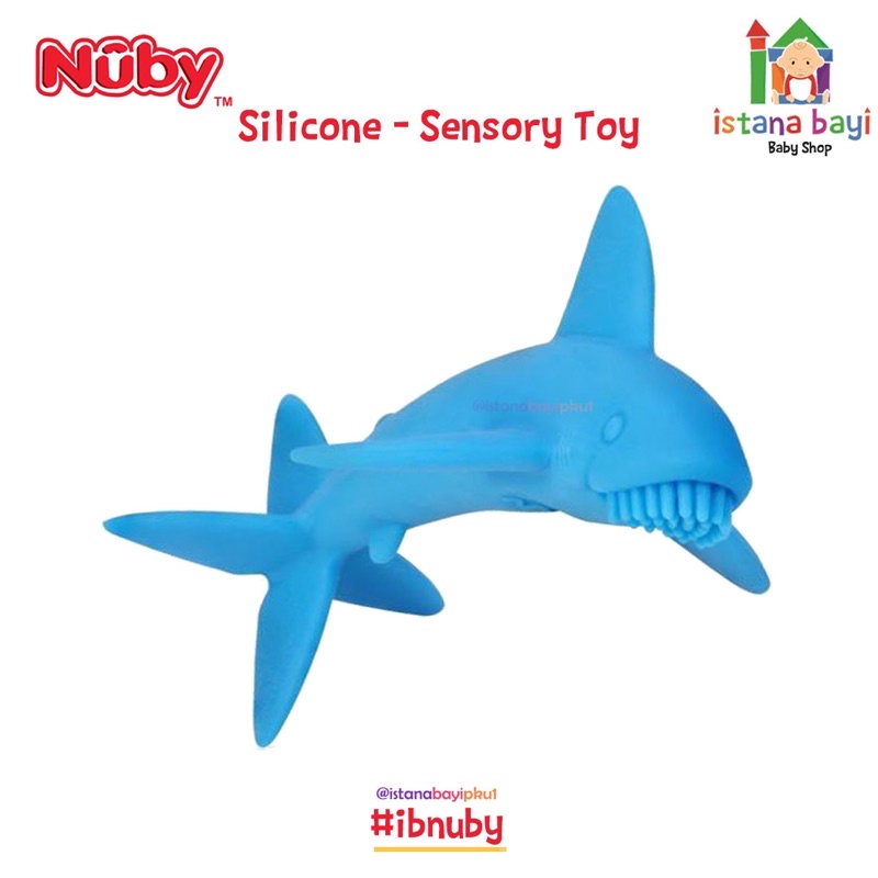 Nuby Baby Shark -  Mainan Sensori Anak Silicone / Gigitan Bayi