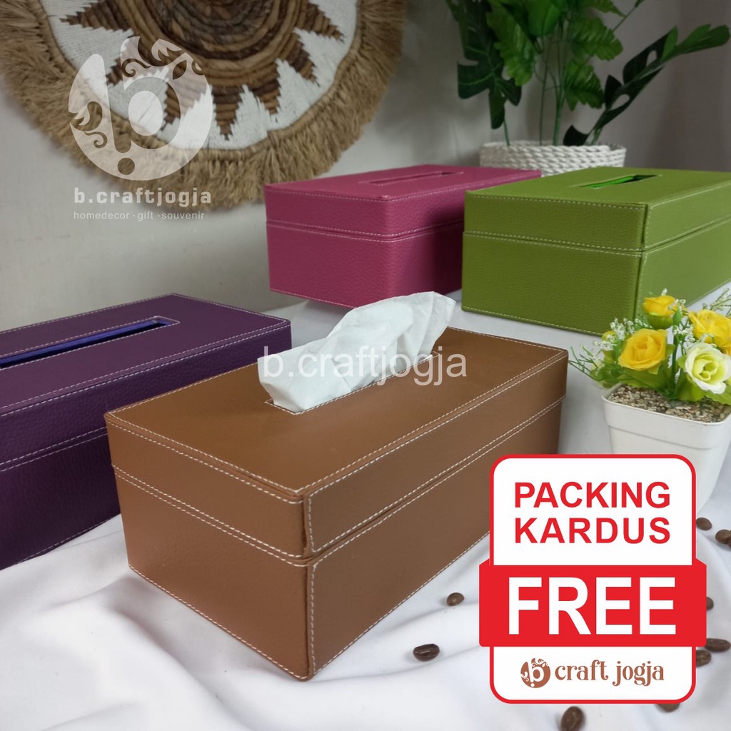 Kotak Tisu Tempat Tissue Box Tisu Vinyl Kulit Sintetis Ukuran Besar Kerajinan Anyaman B Craft Jogja