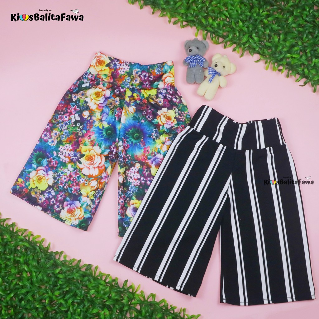 Kulot Motif Uk. 5-6 Tahun / Celana 3per4 MOTIF Anak Perempuan Batik Abstrak Salur Murah Skirt Pants