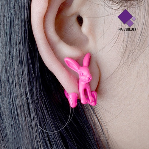 Naiveblue 1Pc Anting Tusuk Desain Telinga Kelinci 3D Untuk Wanita