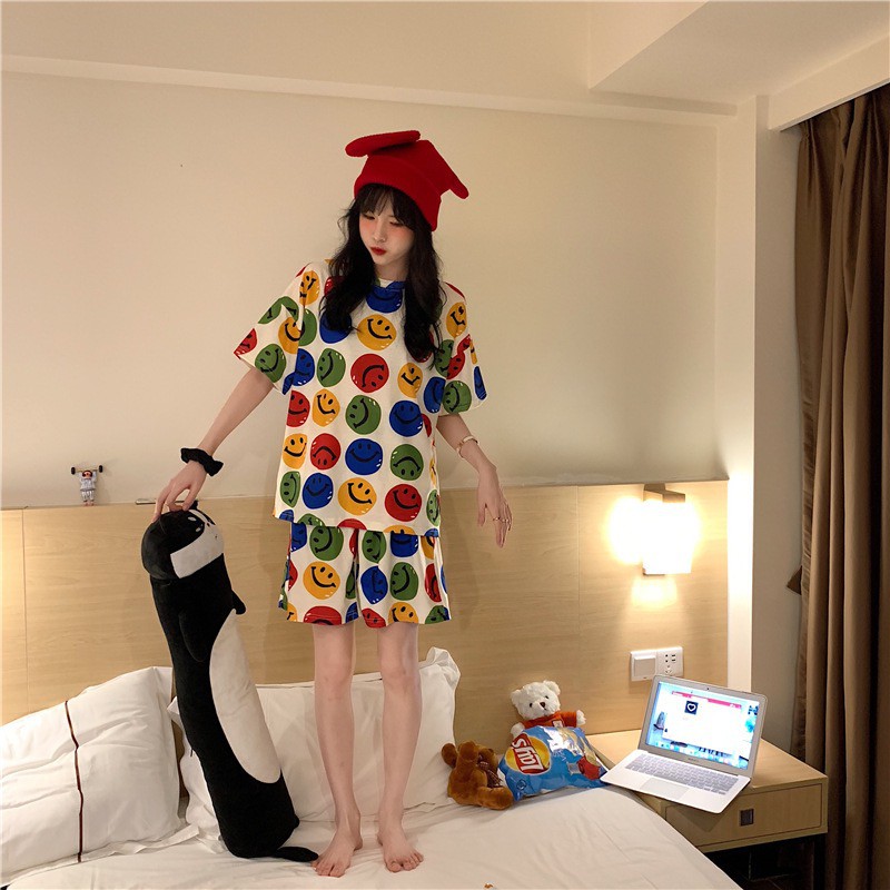 ❣Pinky❣Pakaian Wanita Baju Tidur Wanita Piyama Lengan Pendek Import Motif Kartun Fit to XXL 4019-3