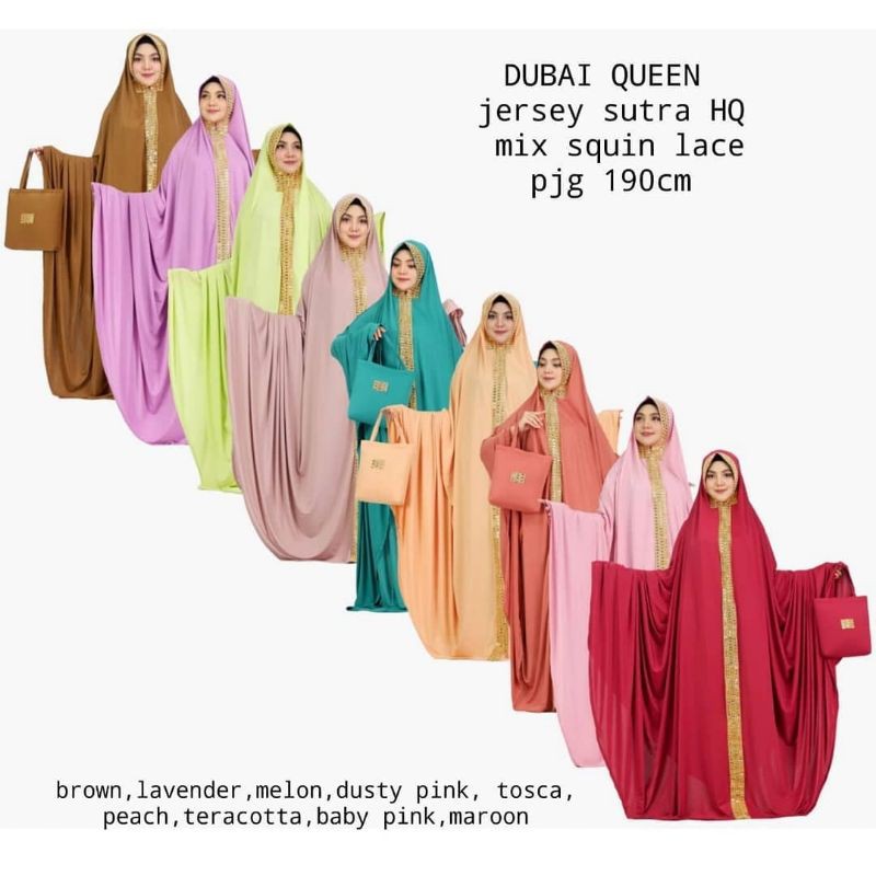 Mukena dubai terusan renda blink queen tanpa lengan aneka warna