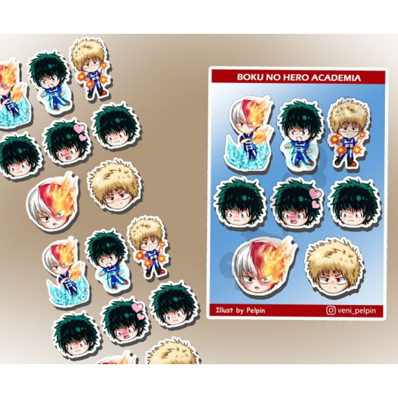 STICKER BOKU NO HERO ACADEMIA todoroki bakugou deku anime sticker die cut set anime stiker anime bsd
