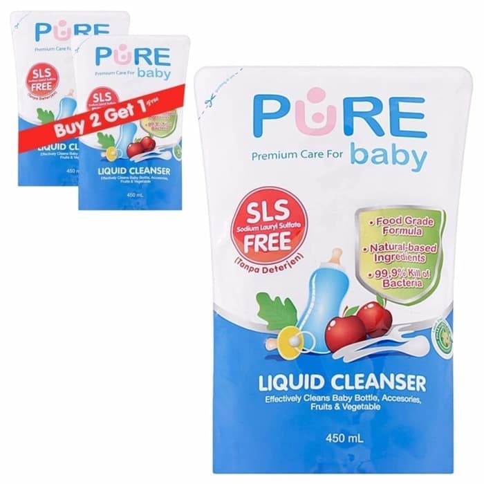 Pure Baby Liquid Cleanser 450ml Buy 2 Get 1 Free purebaby 450 ml beli 2 gratis 1 Sabun Botol Bayi