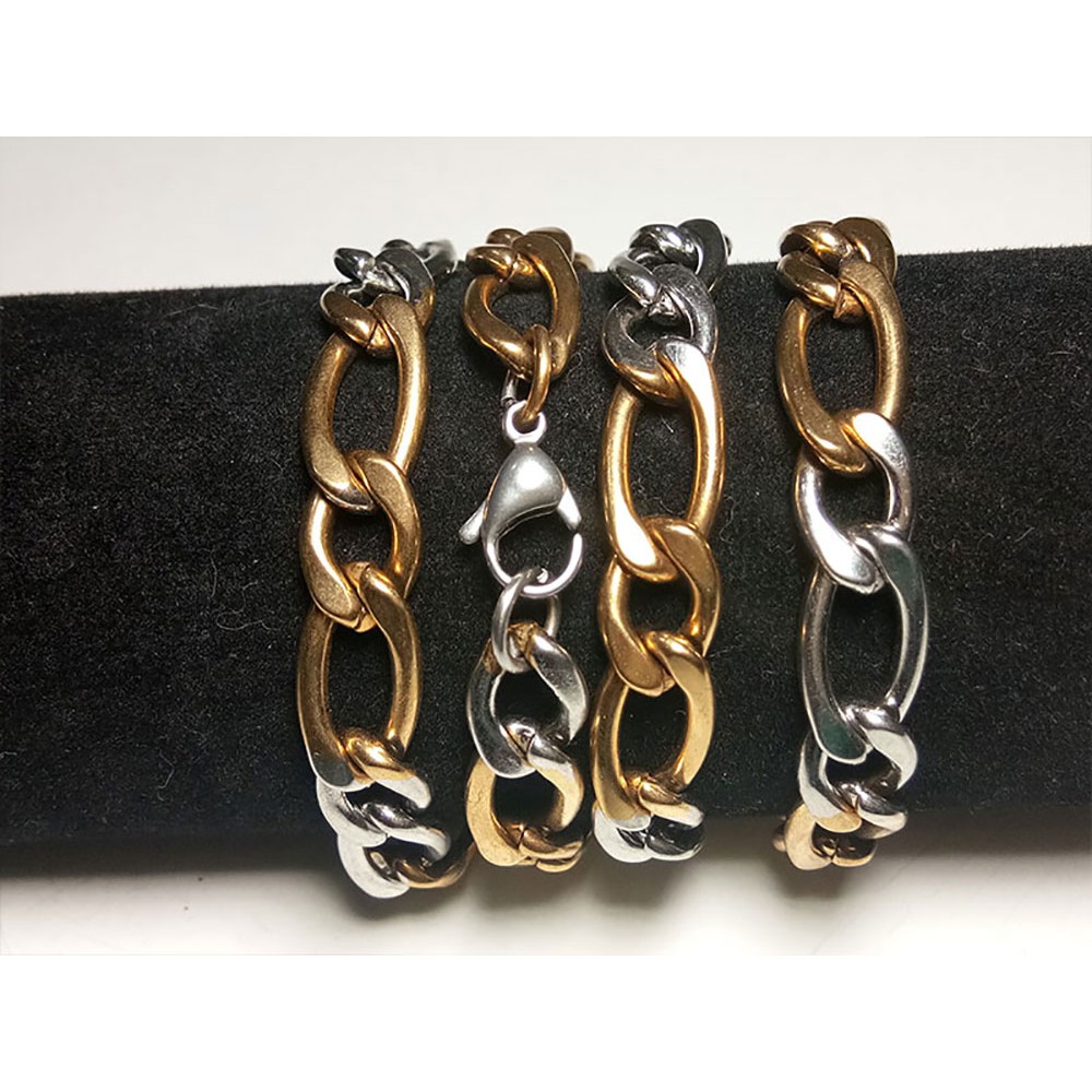 VeE Kalung Titanium Stainless Steel Silver Gold M12 80cm 19mmx10mm - Kalung Pria Wanita