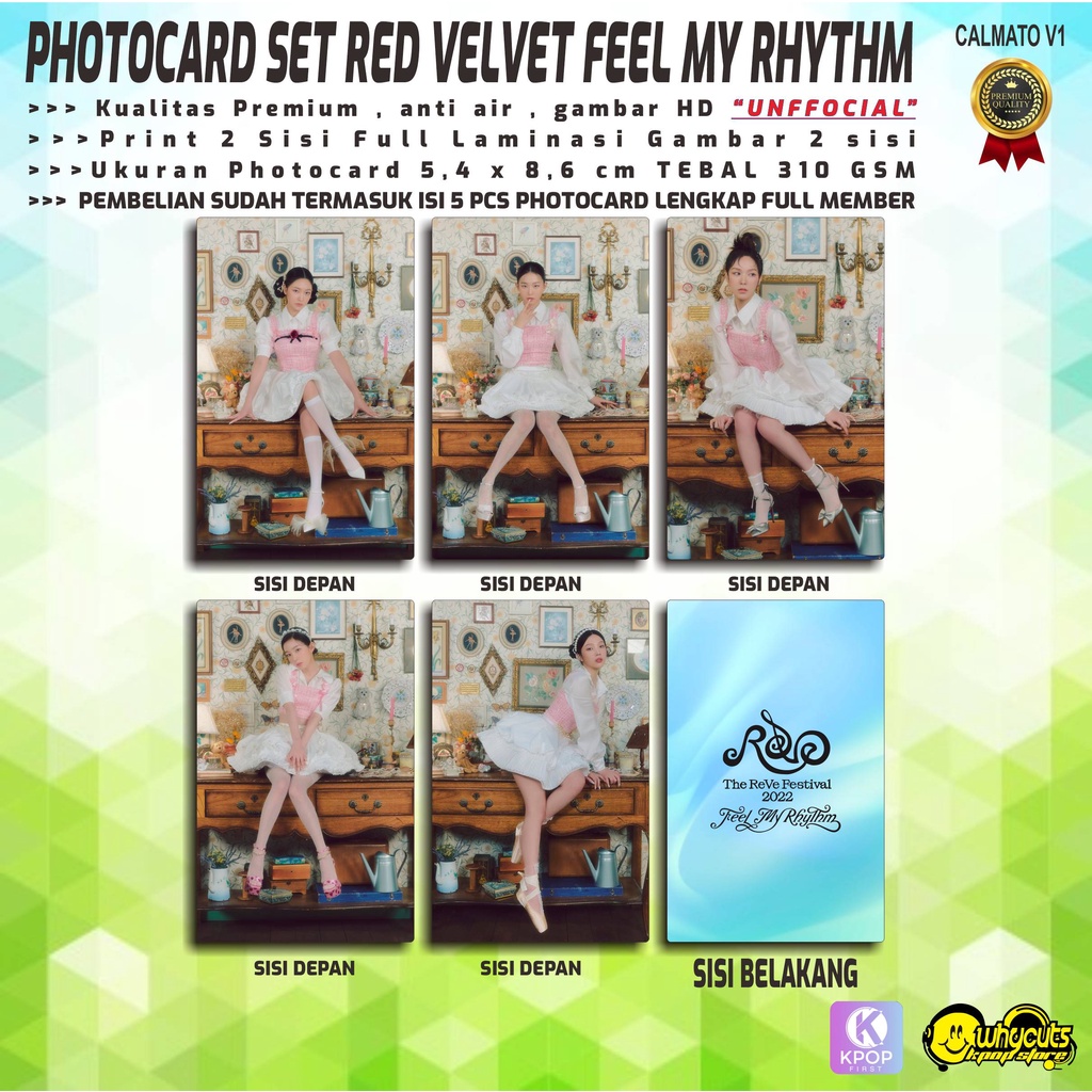 PHOTOCARD SET PC KPOP RED VELVET FEEL MY RHYTHM / PRINT 2 SISI FULL LAMINASI GLOSSY / ANTI AIR / DAPAT SEMUA MEMBER