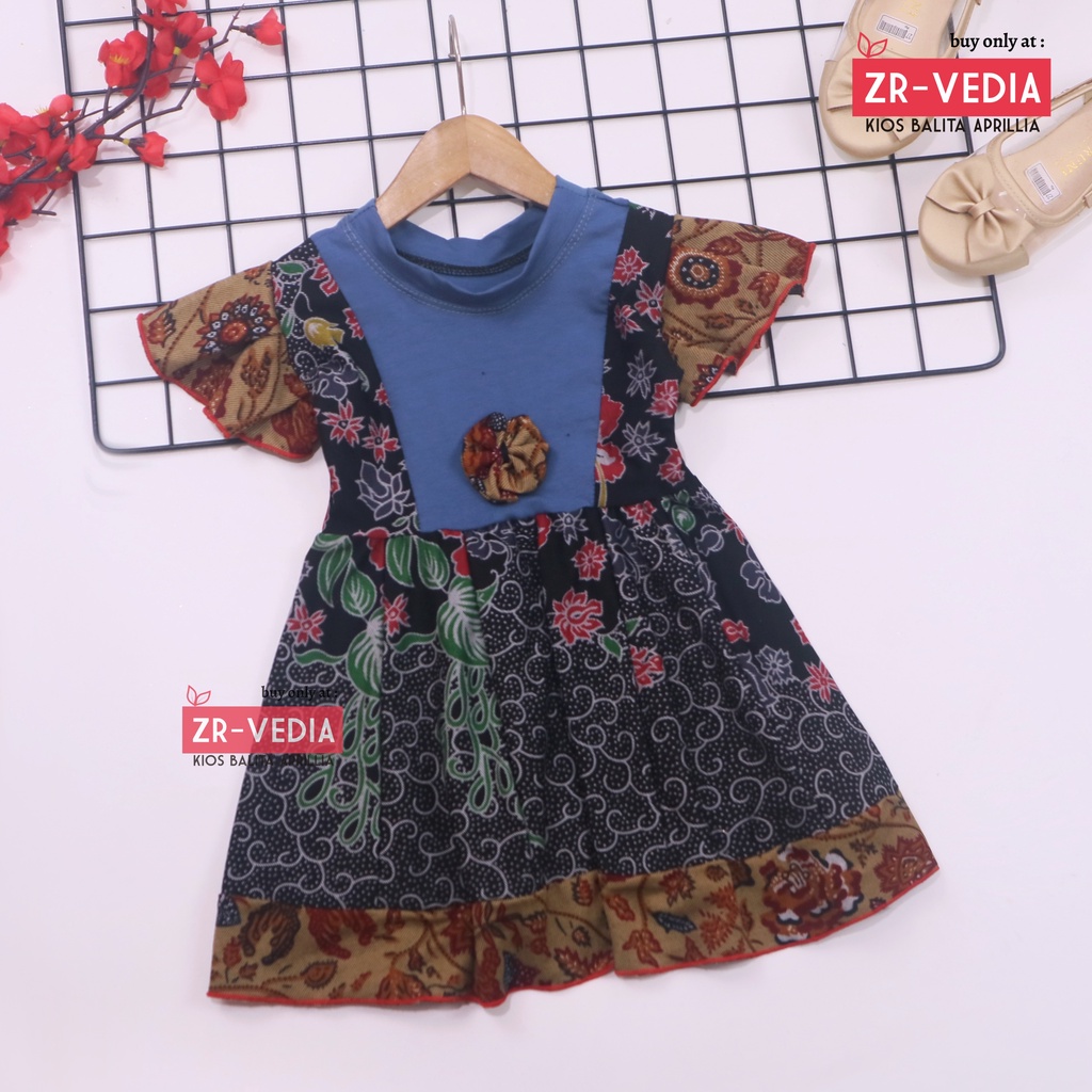 (BATIK) Dress Tania uk 6-18 Bulan / Dress Anak Perempuan Lengan Pendek Baby Brand Baju Pesta Murah